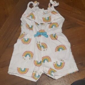 Gerber White Romper with Colorful Rainbow Design